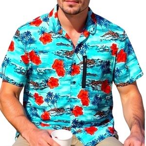 Speedo Men’s XXL Hawaiian Tropical Short Sleeve Shirt XXL